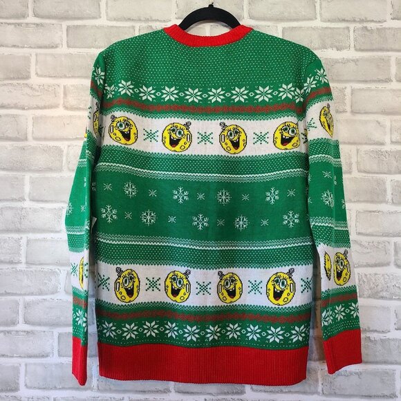 Nickelodeon SpongeBob SquarePants Ugly Christmas Sweater Mens Size Small Green - Picture 2 of 7